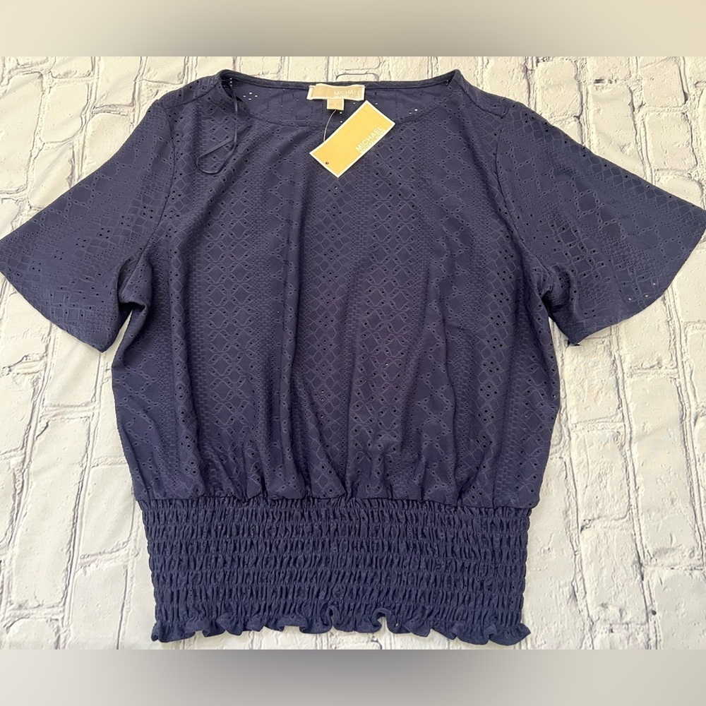 NWT MICHAEL KORS BLUE BLOUSE SIZE S